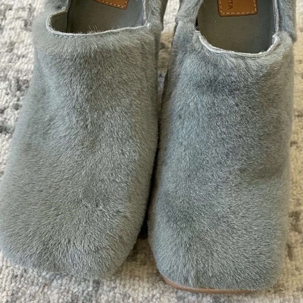 NWT UGG + ECKHAUS LATTA “Court Not” Gray/blue Shearling Shoes heels clogs - Picture 5 of 13